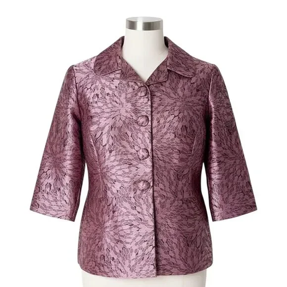 VTG 90s Dressbarn Pink Metallic Teardrop Jacquard Dress Jacket Blazer Sz S - Picture 1 of 9